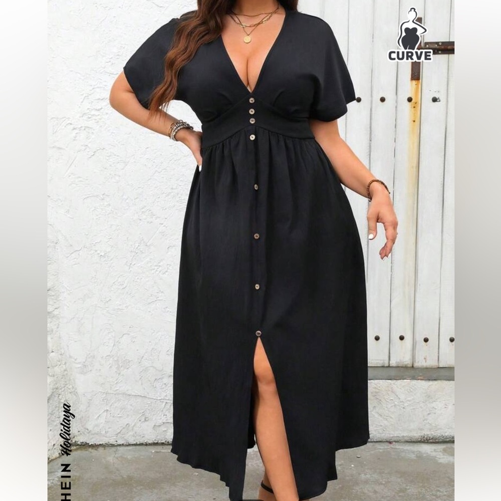 Black NWT casual v neck dress